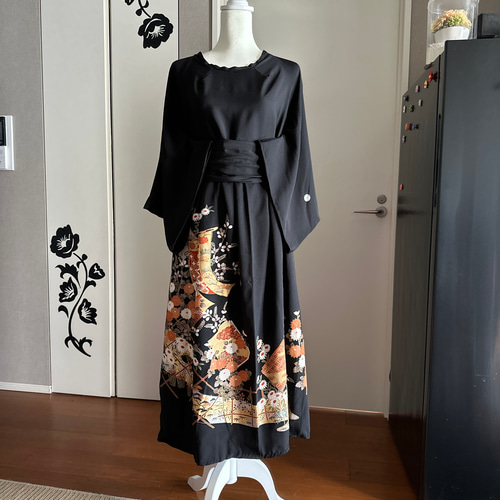 着物リメイクフルオーダー 留袖ワンピース 留袖ドレス(裏地付き) 友禅