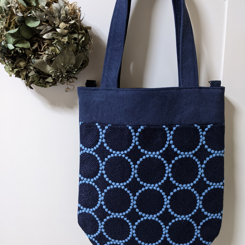 雫トートバッグ【tanborin/navy】タンバリン・ネイビーmina perhonen
