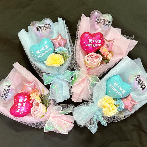 3月発送可能》名前ストーン付きバルーンブーケ♡ 卒業式、発表会、卒園