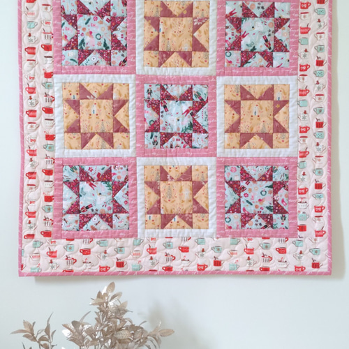 大判タペストリー 手作りキルティングマット 花柄 大判タペストリー