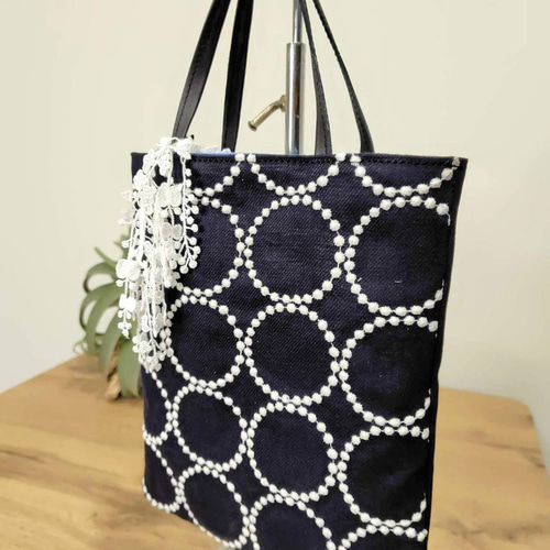 ミナペルホネン/タンバリンNVとうさぎパッチ/手提げトート トースト