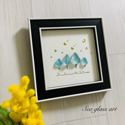 シーグラスアート 海の宝石 ガラス細工 幸せの青い鳥 ひとやすみ 枯れ