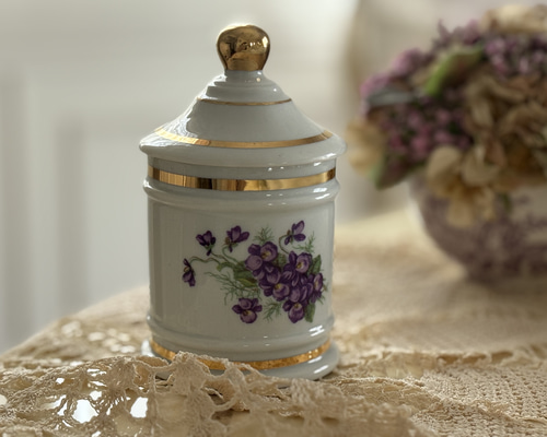 フランスアンティーク Limoges リモージュ スミレの小物入れ すみれ