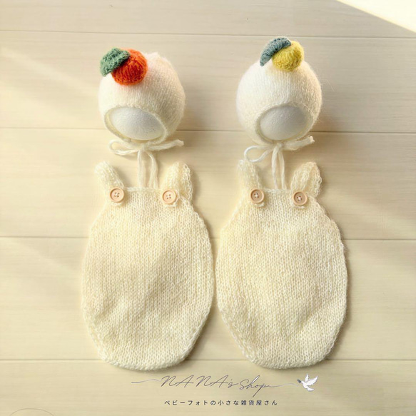 オレンジ♪鏡餅ボンネット ロンパースセット ニューボーンフォト撮影