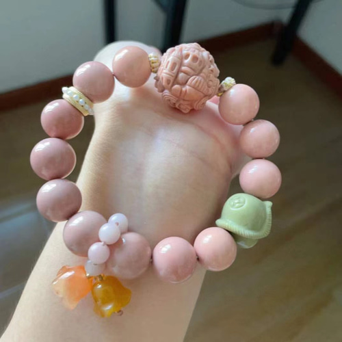 天然無処理 ピンク アラシャンメノウ 瑪瑙 九尾狐様 デザイン