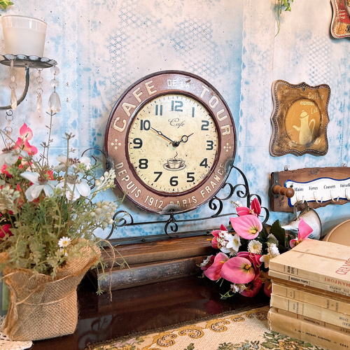 フレンチアンティークデザインの時計 カフェ 置き時計 PARIS フランス