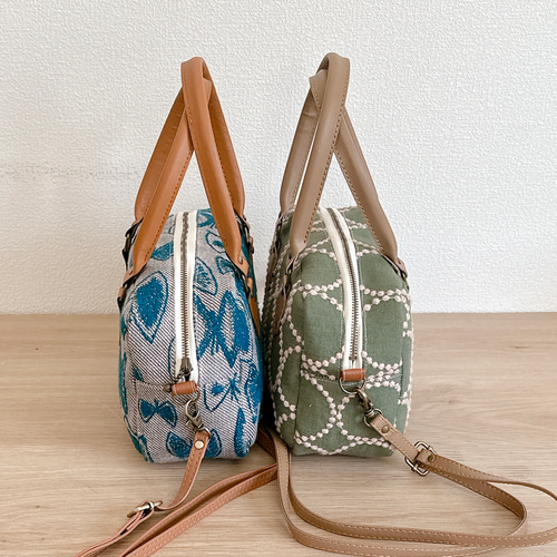 新作／ミナペルホネン生地の2wayスクエアミニボストンバッグ【選べる2