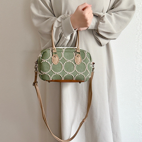 新作／ミナペルホネン生地の2wayスクエアミニボストンバッグ【選べる2