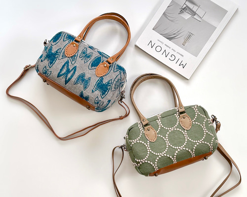 新作／ミナペルホネン生地の2wayスクエアミニボストンバッグ【選べる2