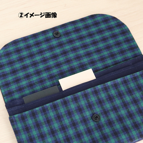 ファミリア風 緑チェック×ネイビー タータンチェック マルチケース