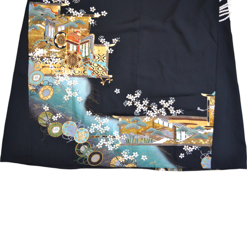 3XL ,着物リメイク,上品ワンピース, 黒留袖リメイク ワンピース, ,上品