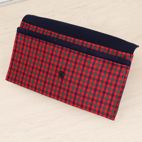 ファミリア風 赤チェック×ネイビー タータンチェック マルチケース