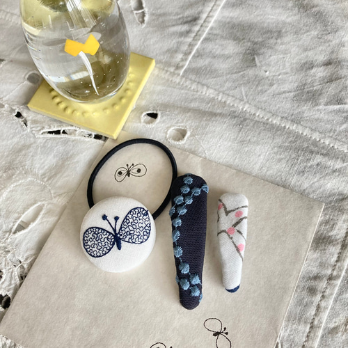 くるみボタンヘアゴム＆パッチンピン 3点セット ☆ ミナペルホネン