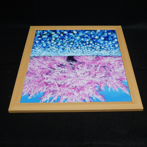 油絵 油彩 油彩画 絵 絵画 【桜とネモフィラ】 絵画 HR 通販