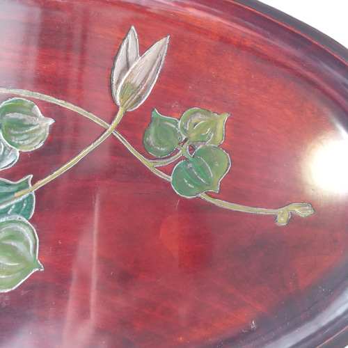 お盆 木製 楕円形 テッセンを彫りこんだ讃岐彫 母の日 お盆・トレイ