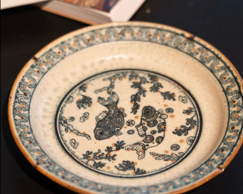 詩瓷集中国唐風 青花磁器「年年有魚」吉祥文様・双魚図案り皿