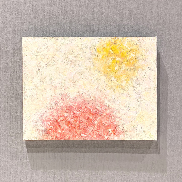 原画 油絵 暖華 花のアート 抽象画 P10号 クリーム×スカーレット