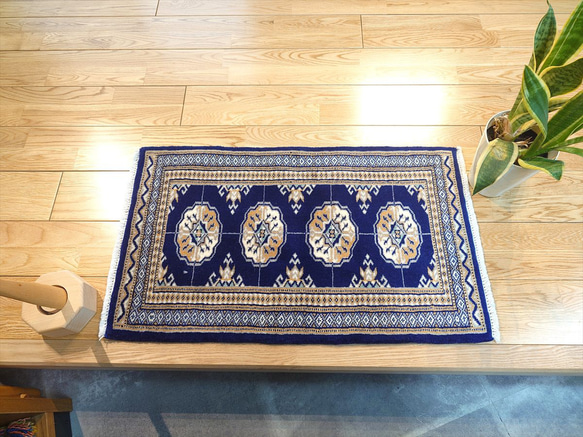 パキスタン絨毯 ハイクオリティ ボハラデザイン 77x45cm 玄関マット