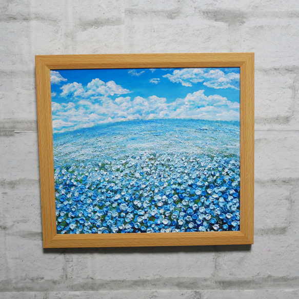 油絵 油彩 油彩画 絵 絵画【空と雲の青い丘】 絵画 HR 通販 19249262