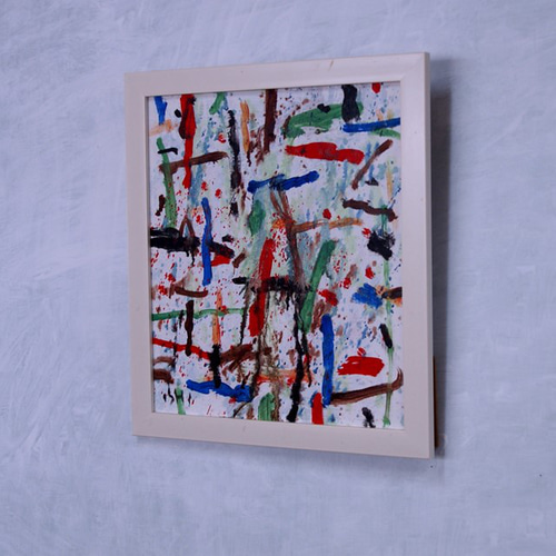 抽象画 現代アート 「彩-49」 色紙に油彩の抽象画 その他インテリア