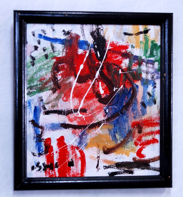 抽象画 現代アート 「彩-30」 色紙に油彩の抽象画 その他インテリア