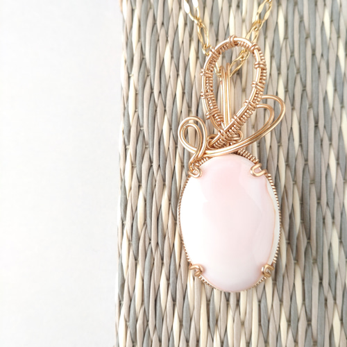 クィーンコンクシェル爪留めペンダントトップ✵ワイヤーラッピング