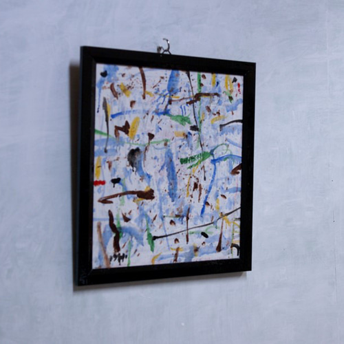 抽象画 現代アート 「彩-54」 色紙に油彩の抽象画 その他インテリア