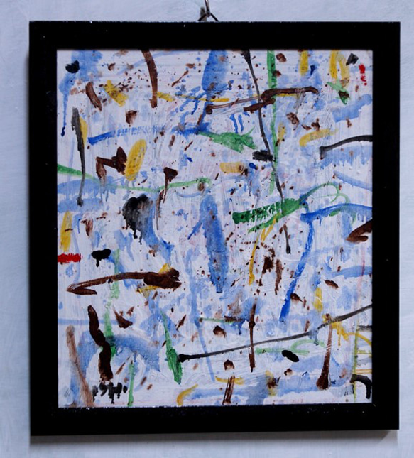 抽象画 現代アート 「彩-54」 色紙に油彩の抽象画 その他インテリア