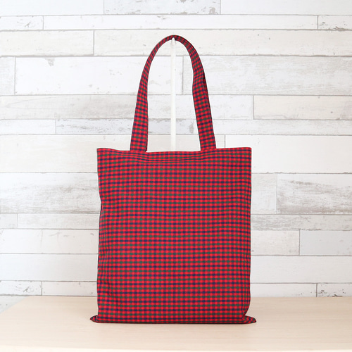 ファミリア風 赤チェック トートバッグ A4 縦型 サブバッグ 通勤通学