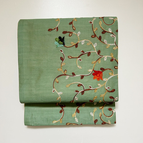 花刺繍名古屋帯(インド) 和装小物（帯・半襟） Yuho 通販 19318588