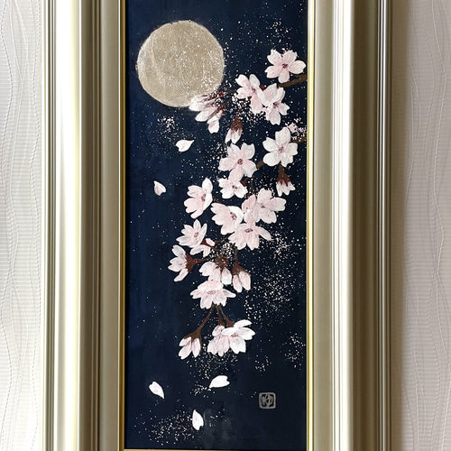 日本画 原画【夜桜】 絵画 ゆうちゃん 通販 19300381｜Creema(クリーマ