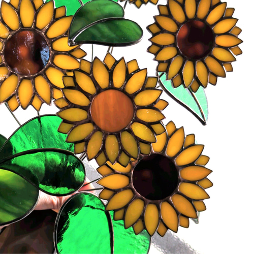 ステンドグラスひまわりブーケ, パッと明るく、元気、笑顔あふれる空間
