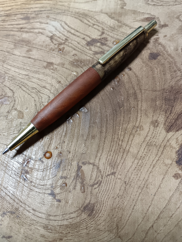 木軸シャーペン 0.5㎜神代桜&神代セン蜜蝋クリーム仕上げ ペン・筆記