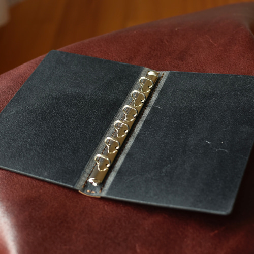 イタリアンレザーのシステム手帳 KRAUSE ミニ6穴 ネイビー 手帳 MIYA