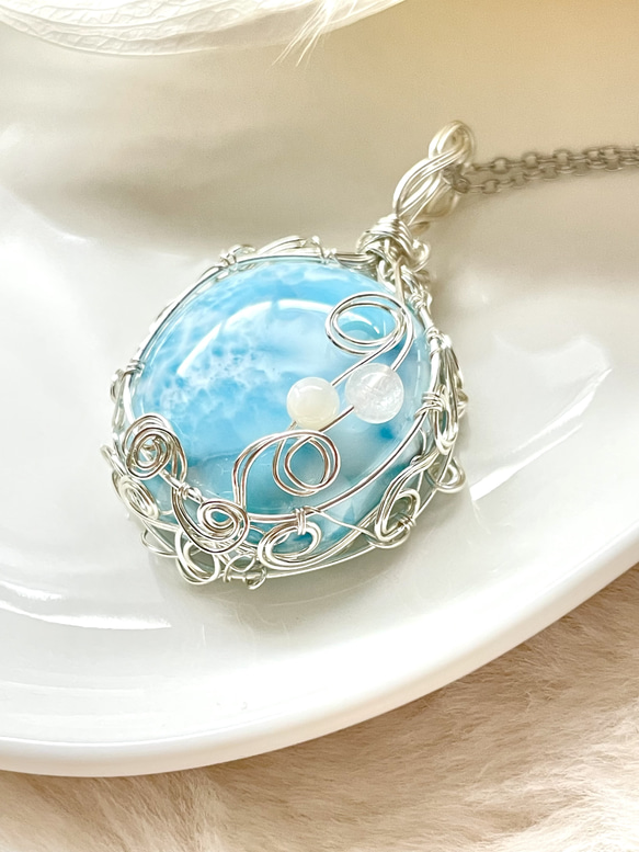 ラリマー 丸型 ペンダントトップ(天然石 天然石アクセサリー 一点物