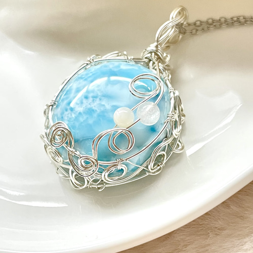 ラリマー 丸型 ペンダントトップ(天然石 天然石アクセサリー 一点物