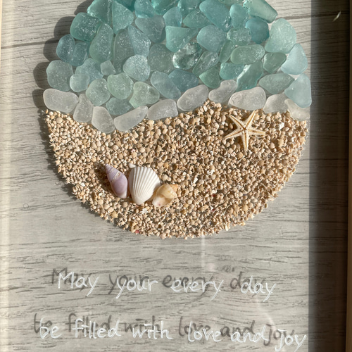 シーグラスアート フルムーン 満月 シーグラス インテリア雑貨 ガラス