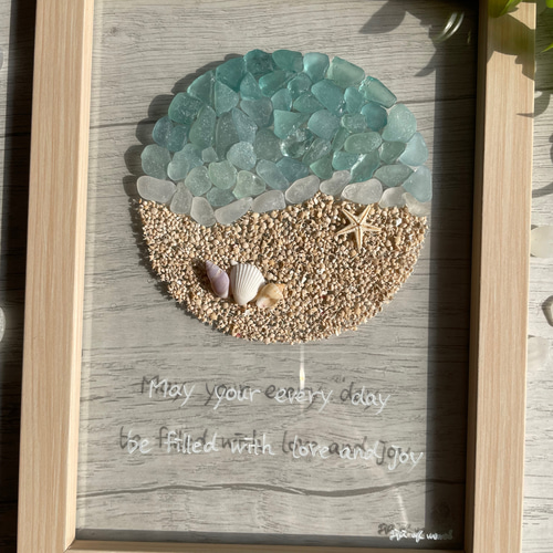 シーグラスアート フルムーン 満月 シーグラス インテリア雑貨 ガラス