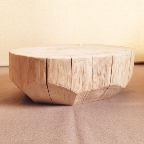 天然アロマ 東濃ひのきフリル スツール・テーブル・特大・無垢無塗装