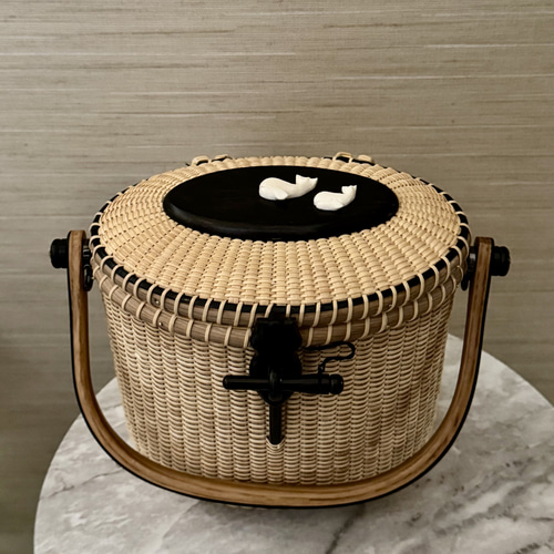 ナンタケットバスケット 2Way オーバルパース エボニー 黒檀 蓋付き