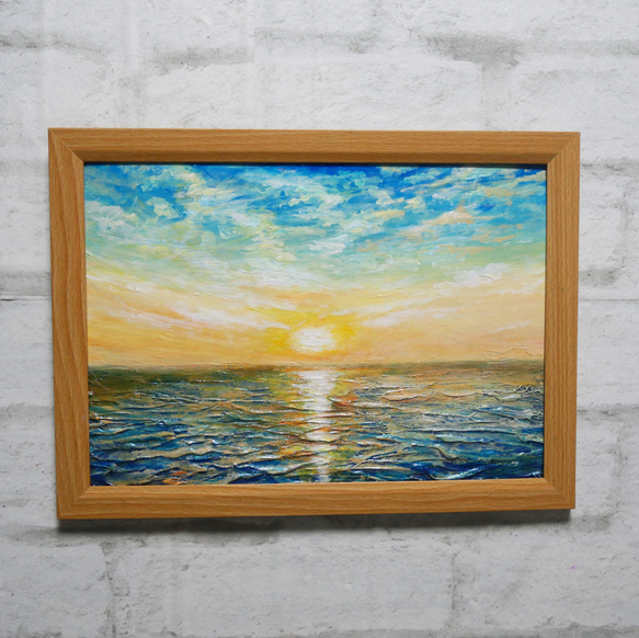 油絵 油彩 油彩画 絵 絵画【癒しの朝焼けの海】 絵画 HR 通販