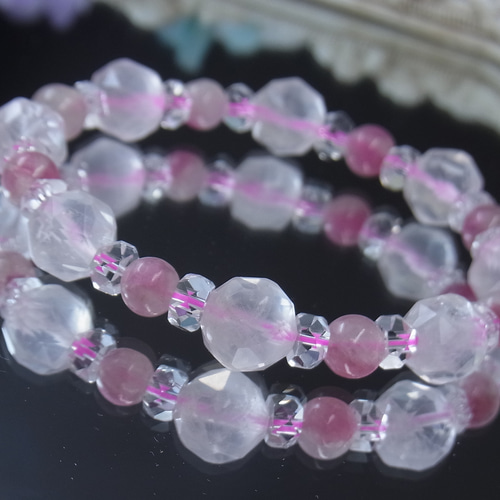 宝石質ローズクォーツ ピンクトルマリンシリカ キラキラ＆ 夢可愛い 恋