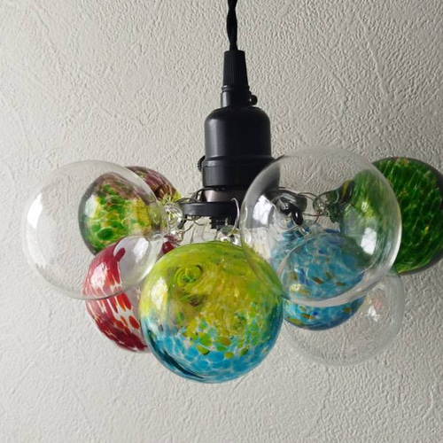 昭和レトロ感漂うバブルボールガラスペンダントライトカラフルバブル