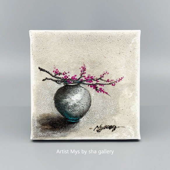 原画 アクリル画 キャンバスアート｜梅の絵｜15cm×15cm インテリア絵画