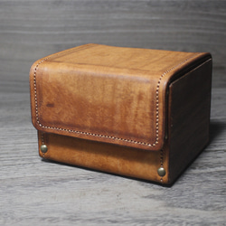 これ一つで2デッキ分！ レザーデッキケース チョコレートピンク 本革