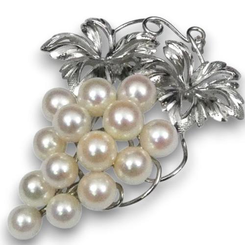 アコヤ 本真珠ブローチ ぶどうの房型大振りペンダント兼用ブローチ