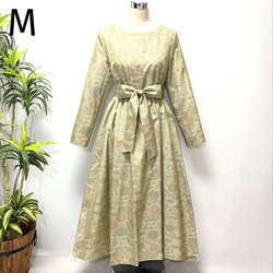 着物リメイク 花柄ワンピース 2WAY Aライン ロング ロールカラー