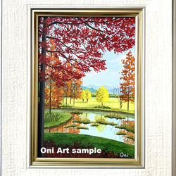 花の咲く路地05」透明水彩画 原画 風景画 額縁付 F4サイズ 絵画 Oni