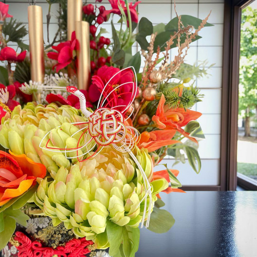 ⑮ 和モダン門松 M｜可憐な花々と竹が奏でる、モカアンドマルシェの