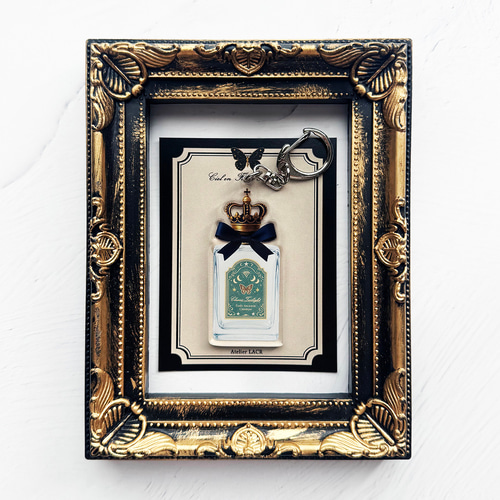 アンティークコラージュ香水瓶 ダイカットアクリルキーホルダー